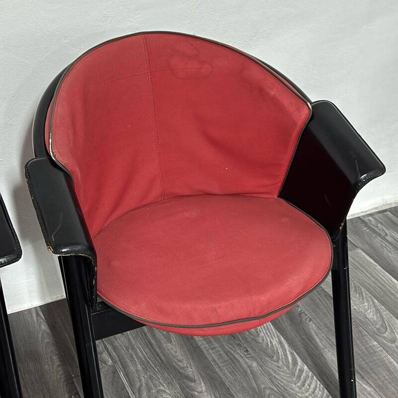 Modern Chairs in Lacquered Wood and Fabric from Pozzi & Verga, 1970s, Set of 4