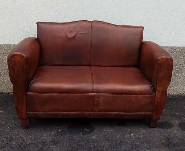 Banquette en cuir style moustache