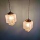 Pair of Art Deco Skyscraper satin glass pendant lights, 1930s