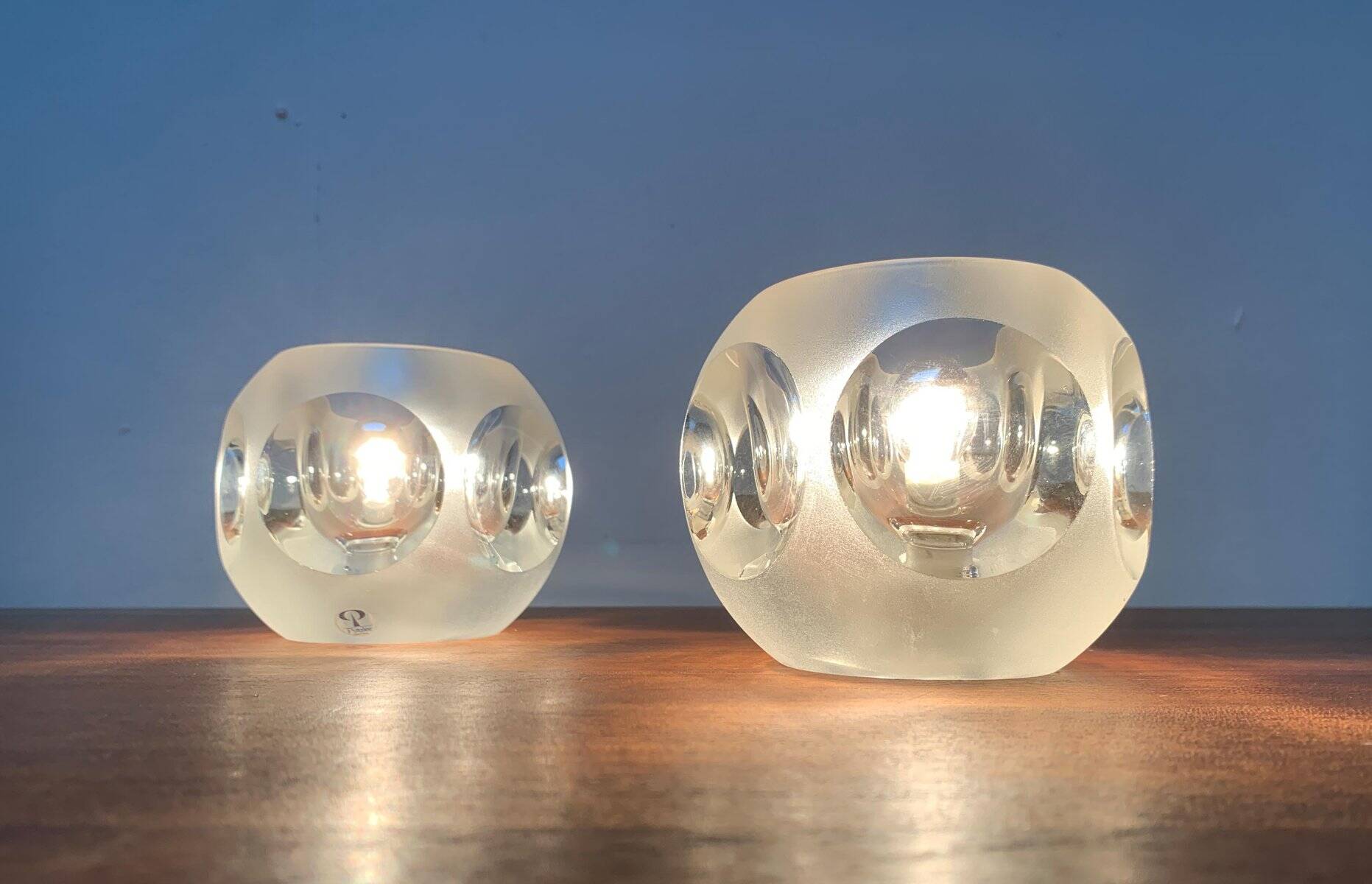 Vintage glass table lamps from Peill & Putzler, set of 2.