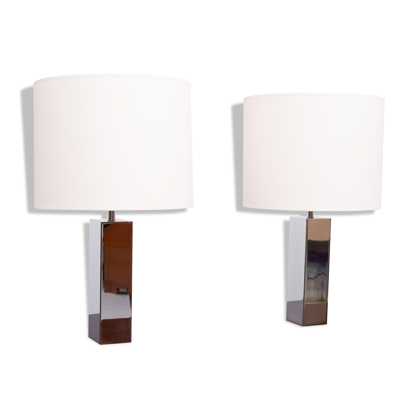 Goffredo Reggiani Chrome Square Table Lamps, Italy, 1960s