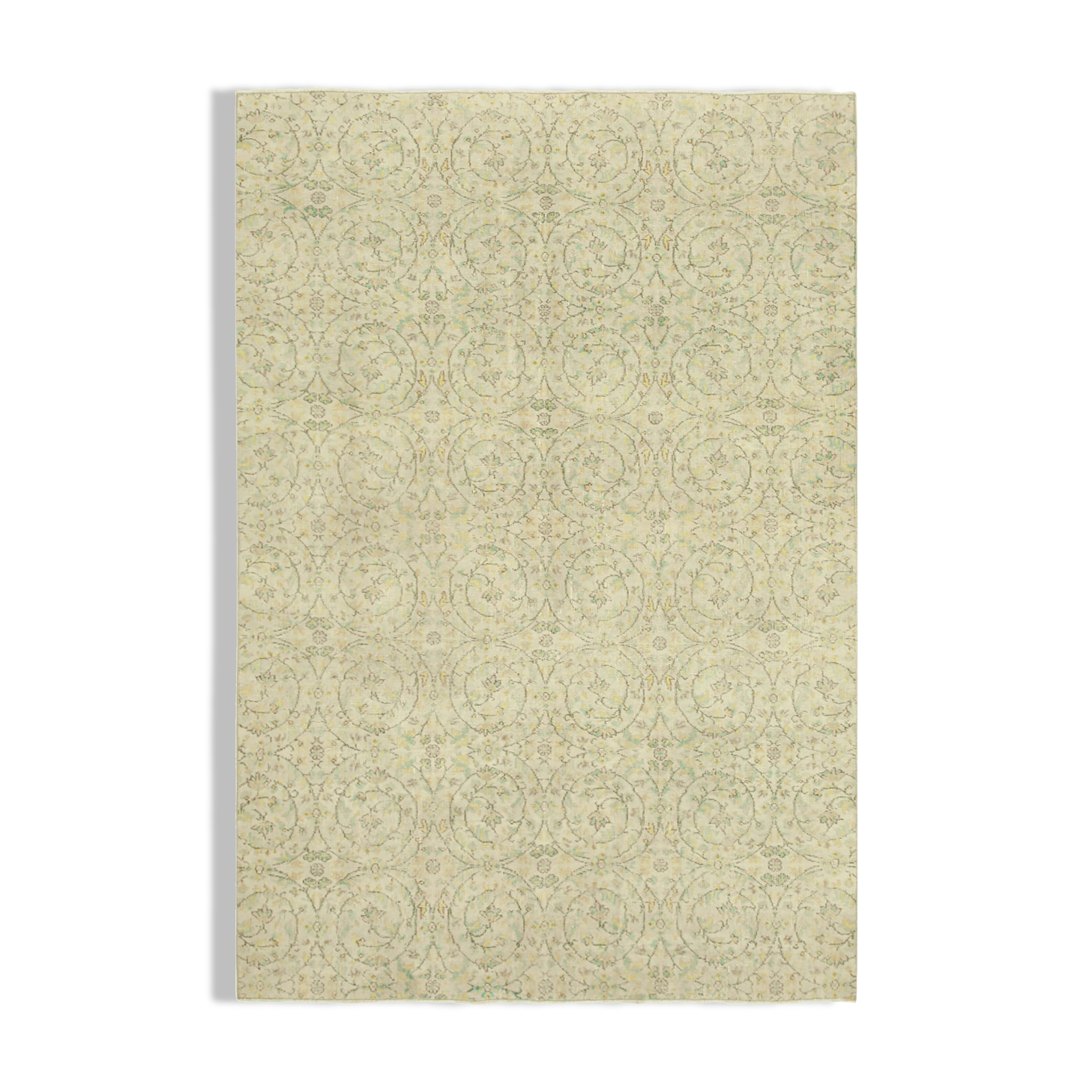 Hand-knotted turkish beige rug 206 cm x 284 cm
