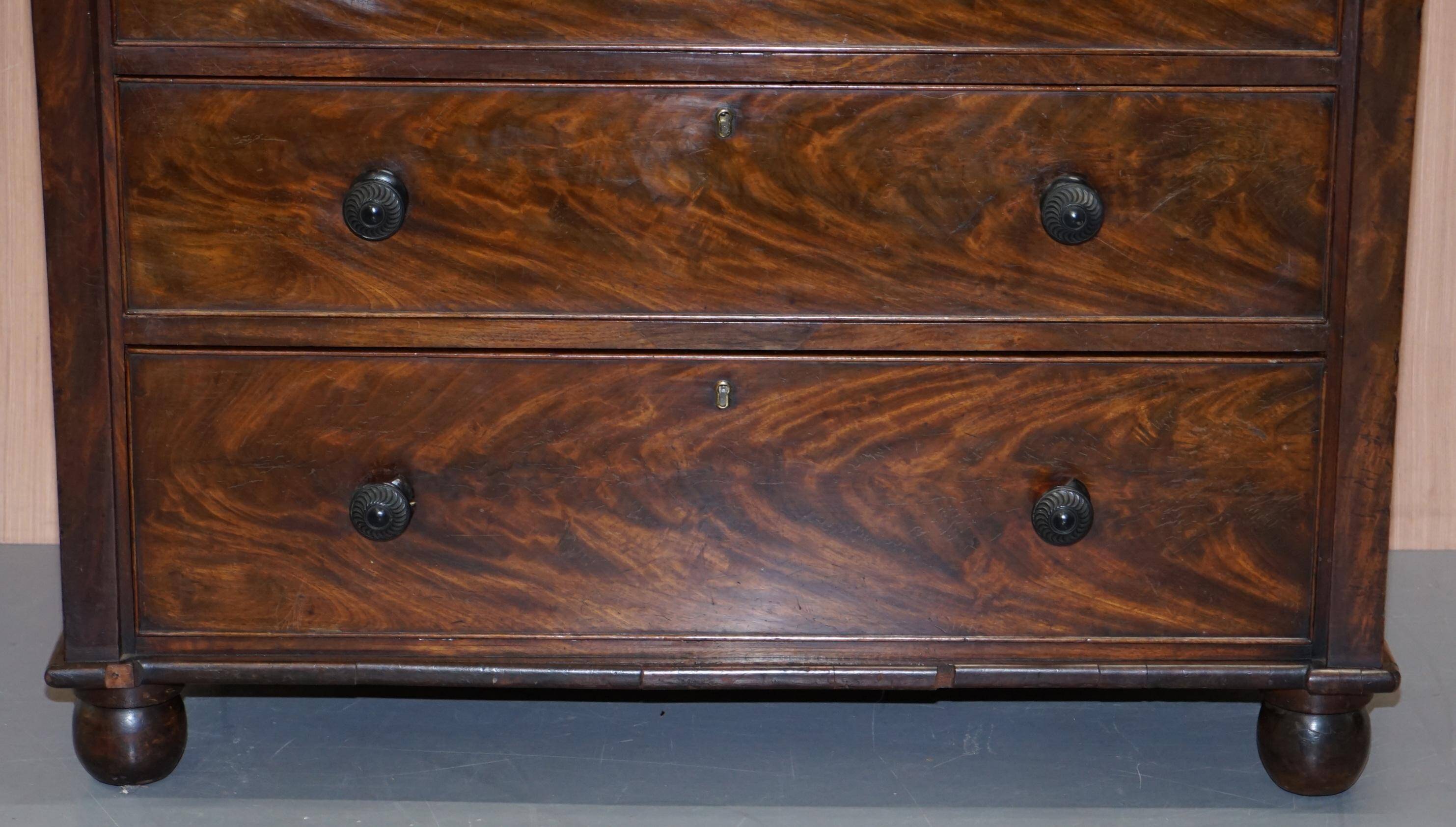 Victorian mahogany bookcase with secretary and chest of drawers.