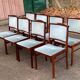 8 Scandinavian chairs in solid teak and blue velvet from the 1960s