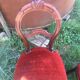 lot of 4 chairs Castle Chippendale, Louis XV late 1800s red velvet