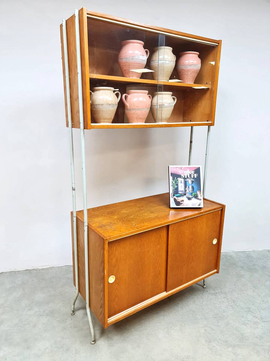 Vintage wall unit bookcase cabinet 1960s