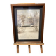 Watercolor framed by a snowy landscape