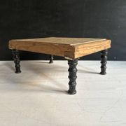 Antique Napoleon III footstool in turned blackened wood – 19th century