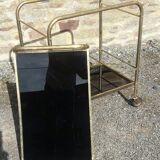 Rolling trolley in gilded brass with 2 trays