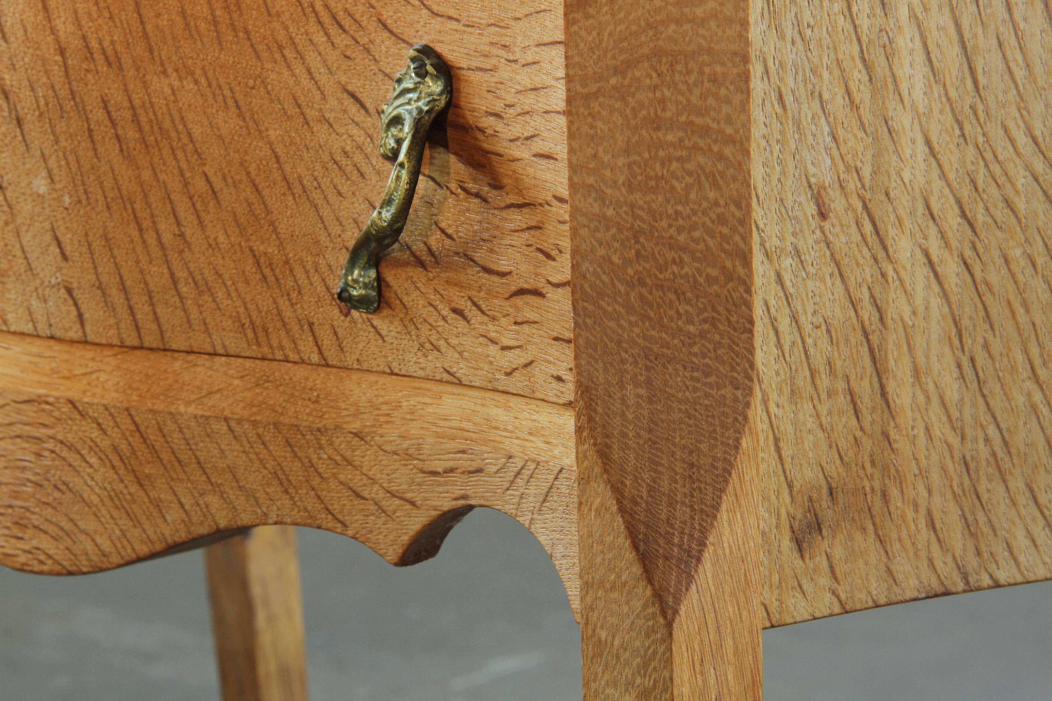 Vintage 1960s Danish Modern Oak Nightstands, Henning Kjærnulf Baroque style