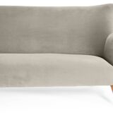 Canapé 3 places en velours d'origine, vieux de plusieurs années 60, gris