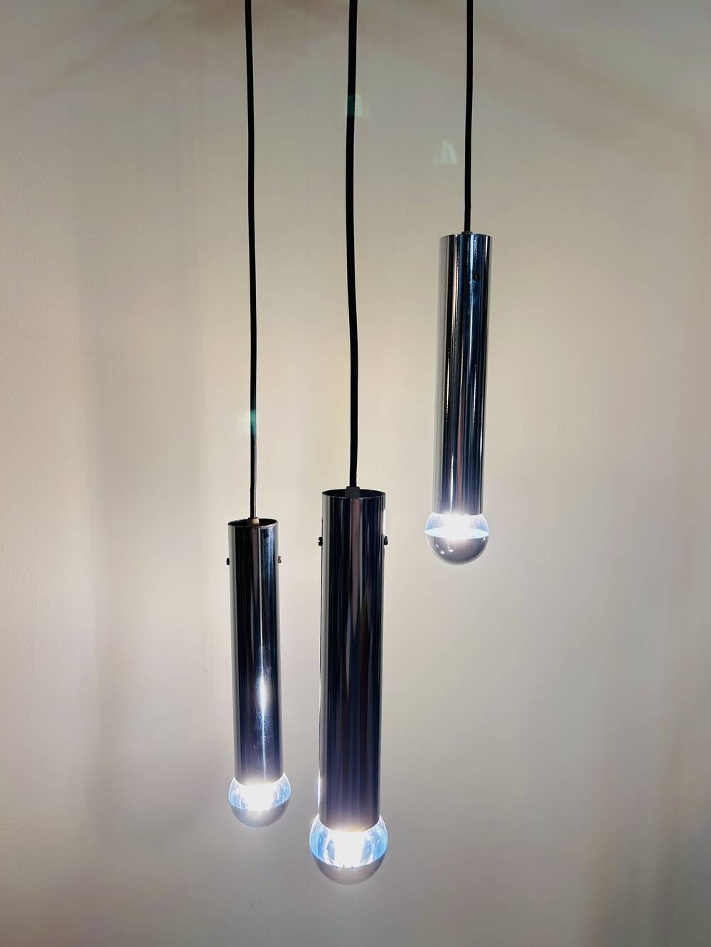 3-Light Tubular Chrome Cascade Pendant Light