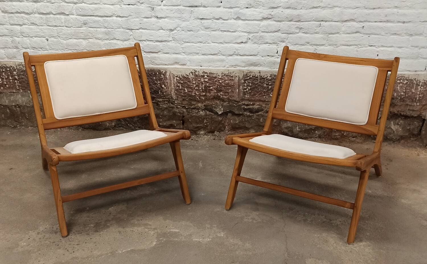 Pair of low wooden chairs