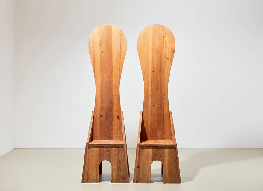 Mario Ceroli Pair of Fratina Chairs for Poltronova Italy 1972