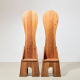 Mario Ceroli Pair of Fratina Chairs for Poltronova Italy 1972