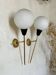 Pair of vintage brass and opaline wall lights