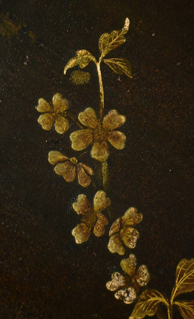 Lacquered Wood Tea Table with Asian Decor – Late 19th Century