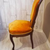 Antique Louis Philippe style padded chair - Wooden structure and horsehair padding - Color m