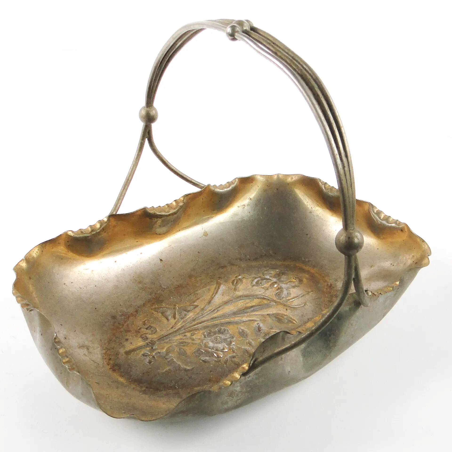 Fruit basket, Art Nouveau, silver-plated brass, Austria, early 20th century