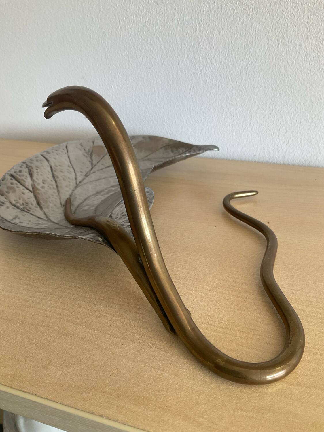 Art Nouveau brass and silver-plated metal pocket emptier