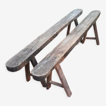 Pair of wooden benches