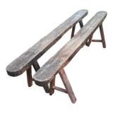 Paire de bancs en bois