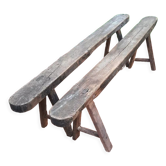Paire de bancs en bois