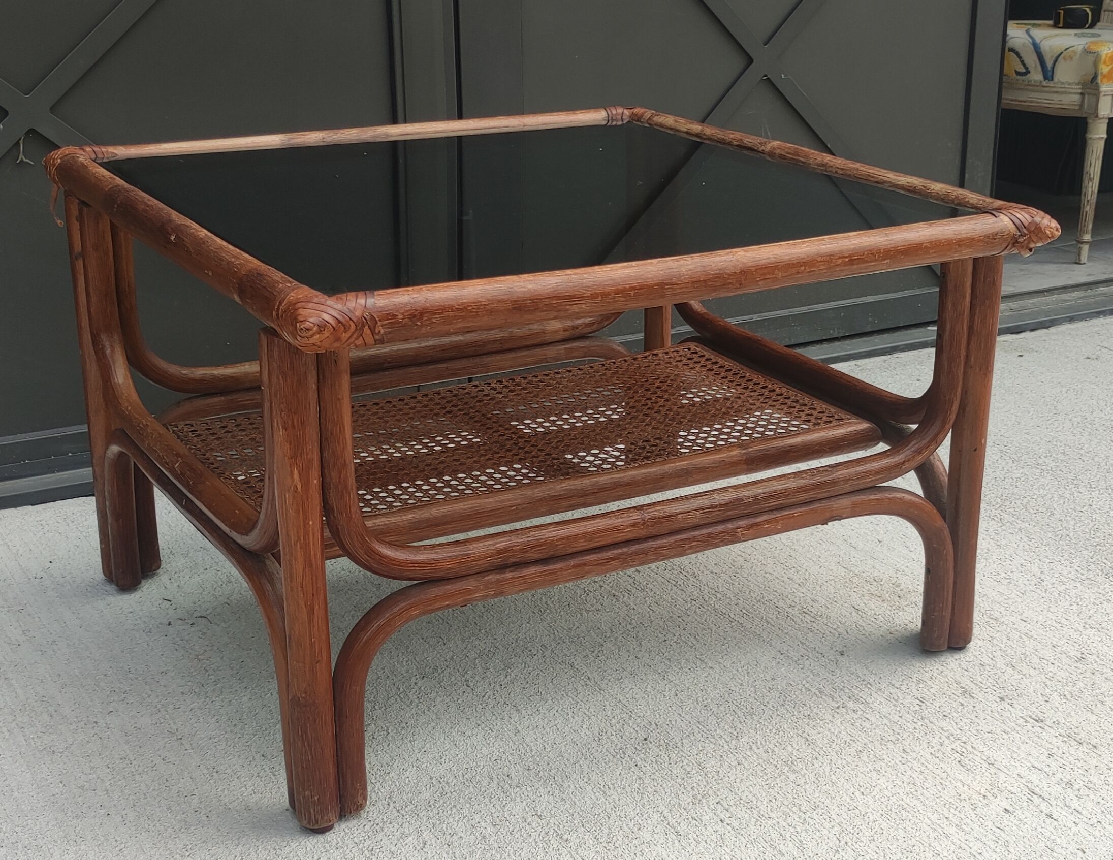 Vintage coffee table bamboo and rattan