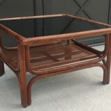 Vintage coffee table bamboo and rattan
