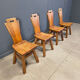 Vintage oak brutalist chairs, 1970s set of 4
