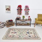 4x6 neutral handmade anatolian turkish rug,	115c192cm