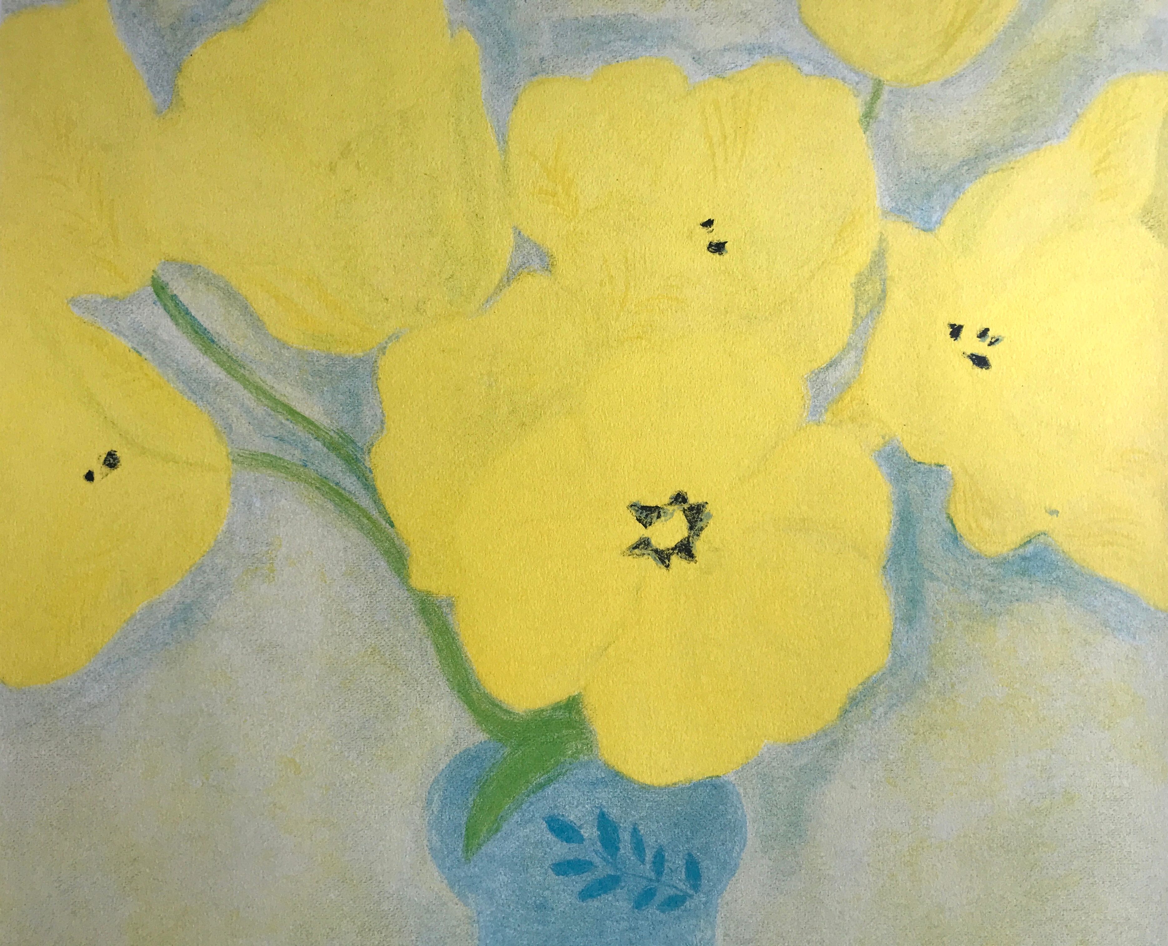 Signed and justified lithograph by pierre boncompain, untitled (tulips baroques), 1982