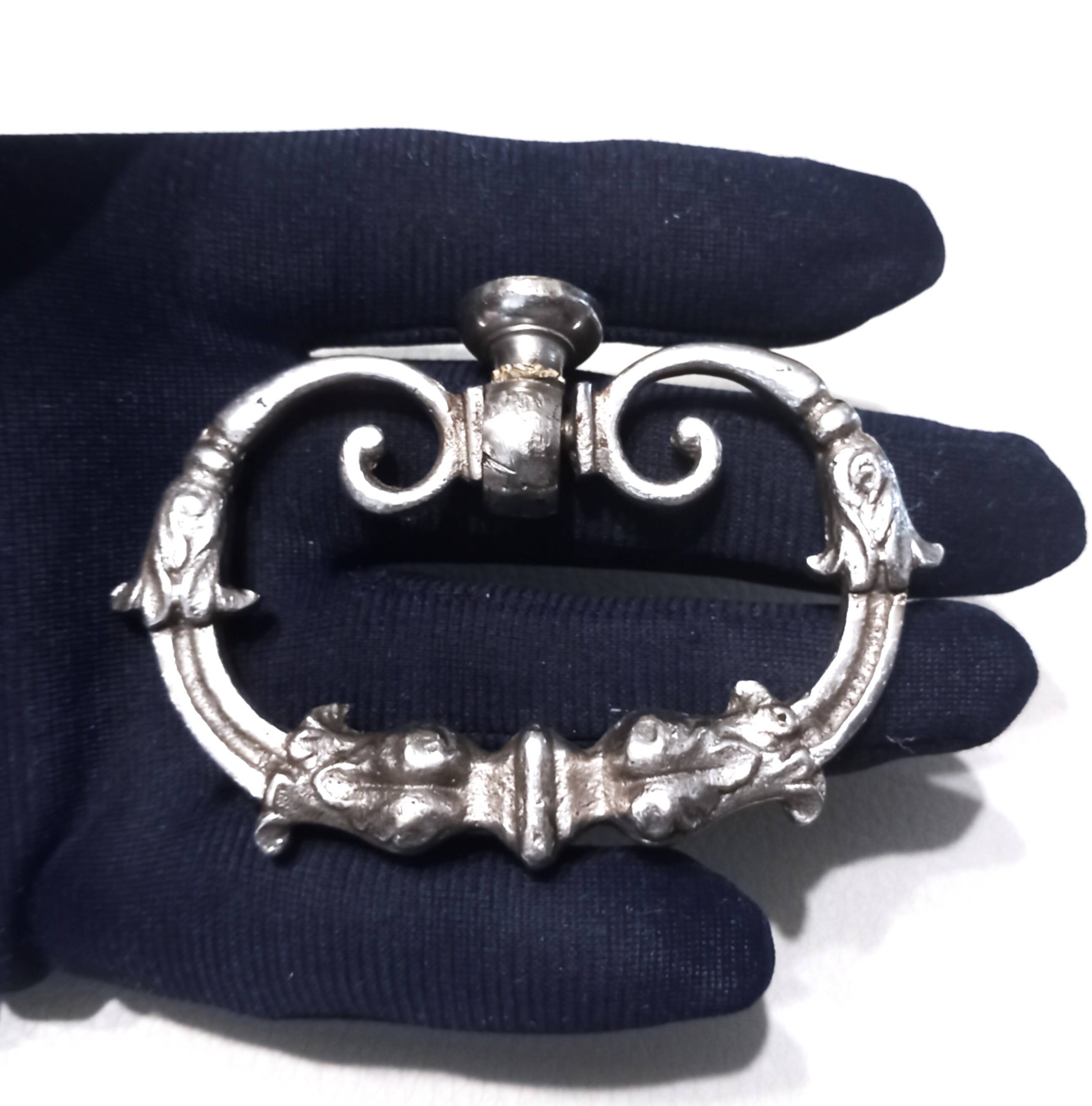 Old silver-plated metal furniture handle