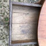 Louis Philippe oval shuttered table in solid cherry wood with 2 drawers.