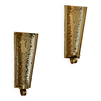 Pair Of Mid Century Swedish Brass Sconces
