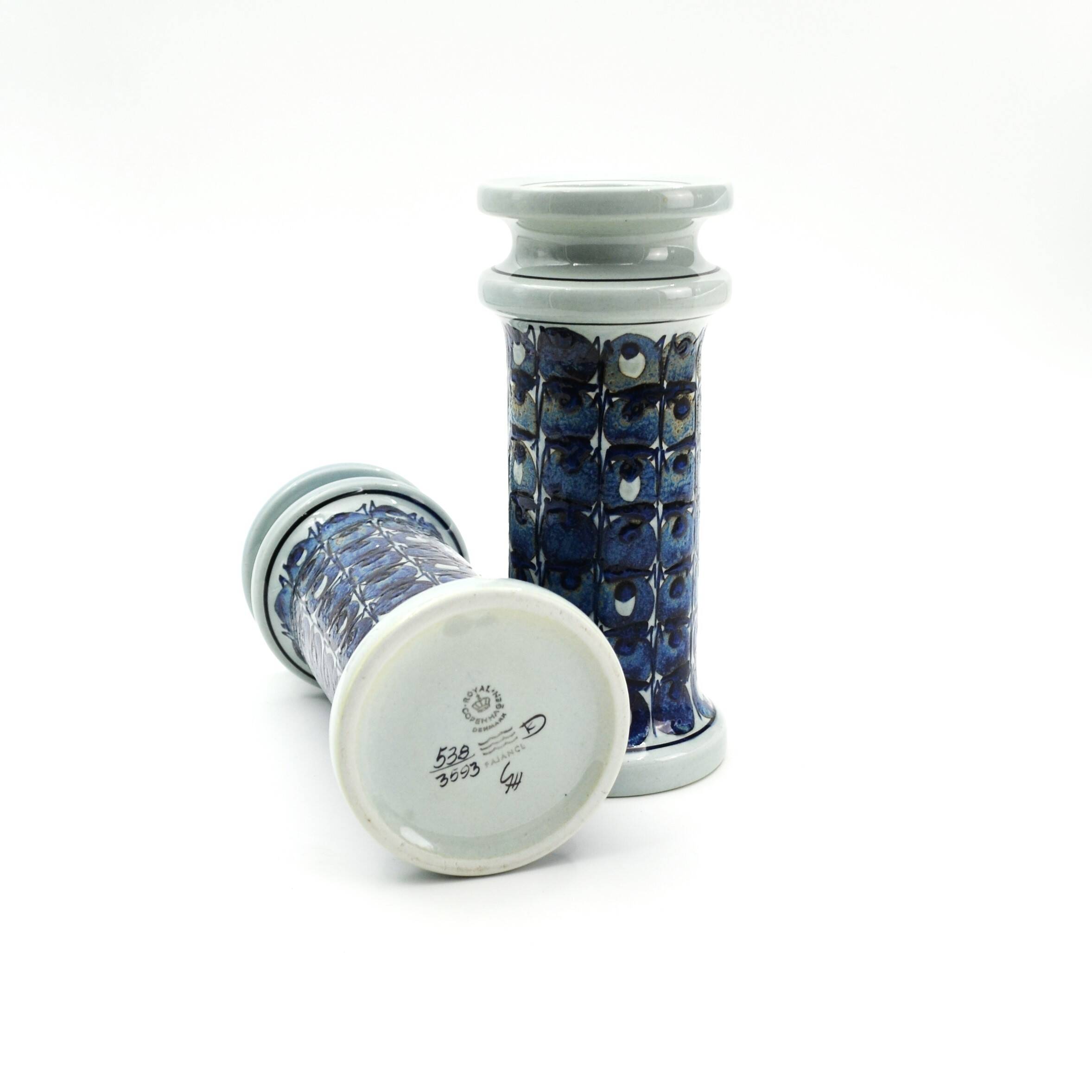 Pair of earthenware candlesticks from the Tenera series by Grete Helland-Hansen for Royal Copenhagen