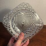 Plafonnier année 1970 en verre strié ciselé