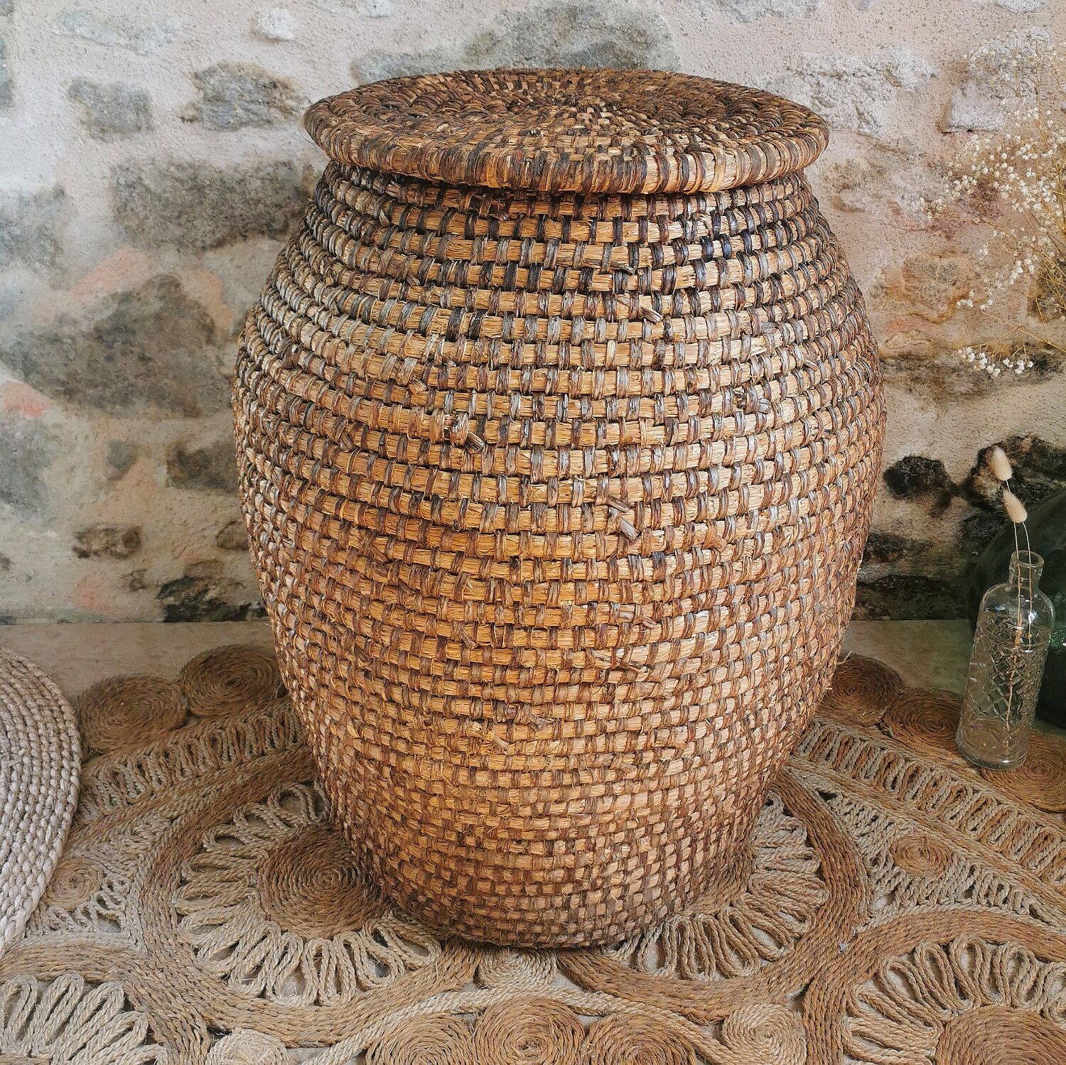 Grain basket, burgundy