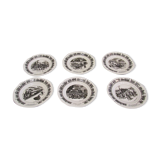 Set of 6 humorous plates on the Train Delarue-nouvellière Gien