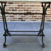 Art Nouveau cast iron and marble bistro table.
