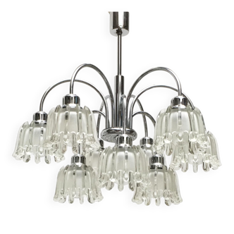German type glass and metal chandelier 9471 by Richard Essig, 1970s.
