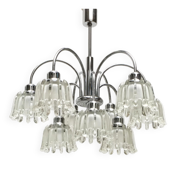 German type glass and metal chandelier 9471 by Richard Essig, 1970s.