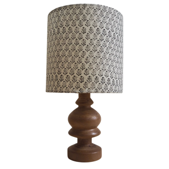 Wooden lamp with block print shade