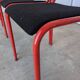 Set of 4 1970s Red & Black Metal Chair: Space Age Stackable Dining Chair