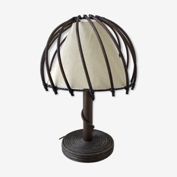 Lampe à poser en rotin vintage  1960