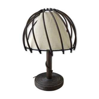 Lampe à poser en rotin vintage  1960