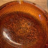 Vintage Amber Textured Glass Ashtray – 1970s – Space Style