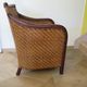 Colonial style armchair - woven rattan and exotic wood - vintage