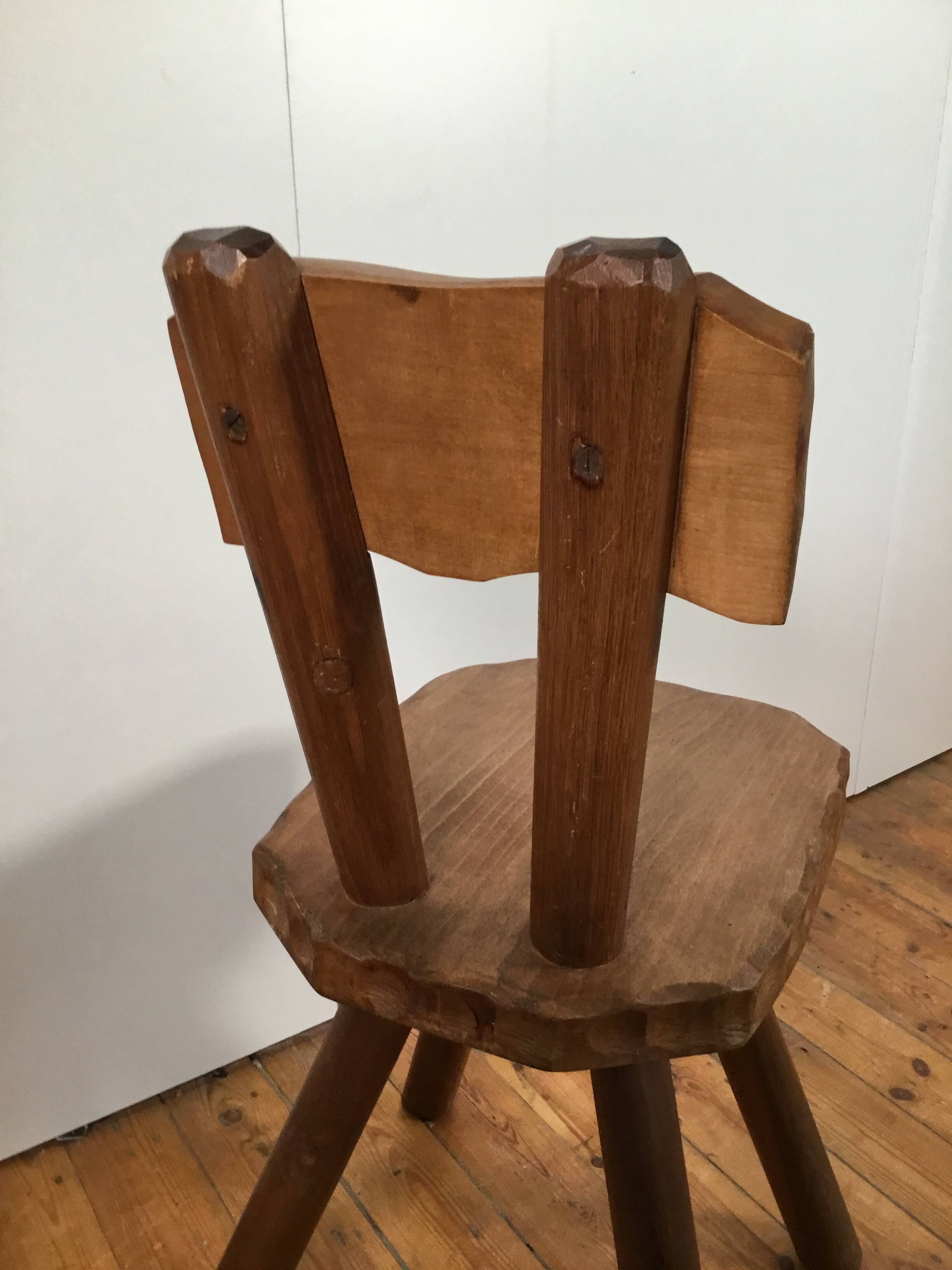 solid oak brutalist organically shaped chair