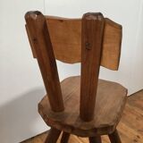 solid oak brutalist organically shaped chair
